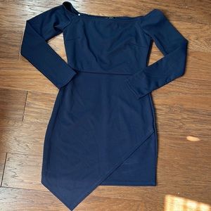 Off the shoulder long sleeve mini dress